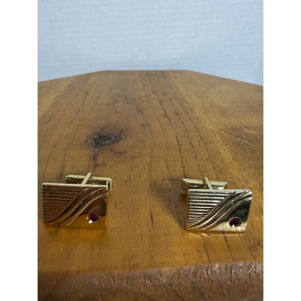 Vintage Gold Tone‎ Cufflinks Swivel Back Square Textured PAT 2472958 Classic
